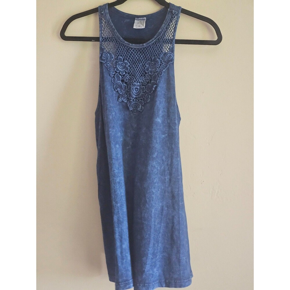 Stone washed Tank Top navy blue with lace- American Age Size M